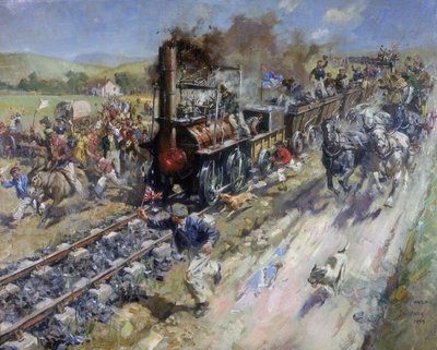 Åpning av den første offentlige linjen til Stockton og Darlington Railway av Unbekannt