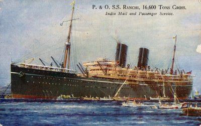 P. & O. S.S. Ranchi, 16 600 tonn brutto, India Mail and Passenger Service, 1934. av Unbekannt