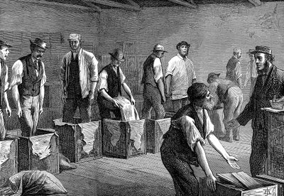 Pakker te i varehusene til East & West India Dock Company, London, 1874 av Unbekannt