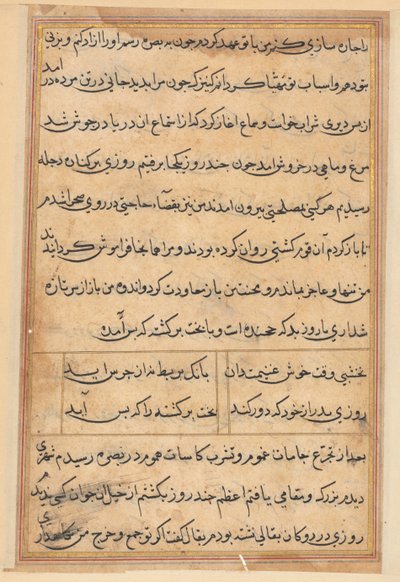 Side fra Tales of a Parrot Tuti-nama: tekstside, ca. 1560. av Unbekannt