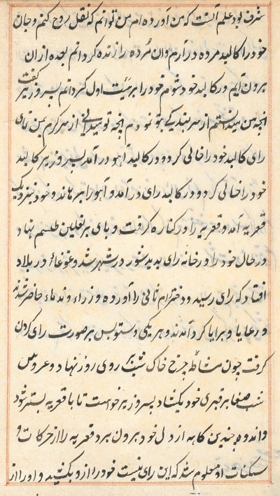 Side fra Tales of a Parrot Tuti-nama: tekstside, ca. 1560. av Unbekannt