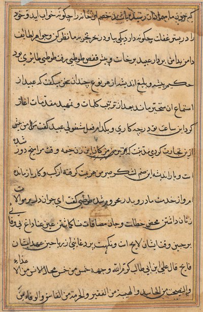 Side fra Tales of a Parrot Tuti-nama: tekstside, ca. 1560. av Unbekannt