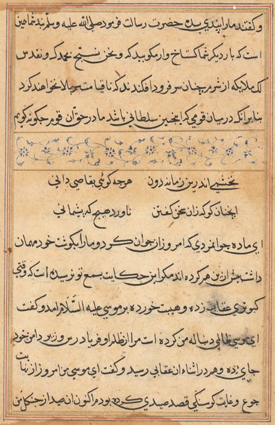 Side fra Tales of a Parrot Tuti-nama: tekstside, ca. 1560. av Unbekannt