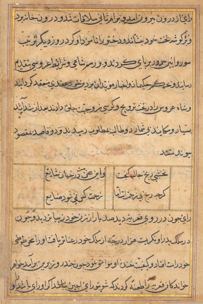 Side fra Tales of a Parrot Tuti-nama: tekstside, ca. 1560. av Unbekannt