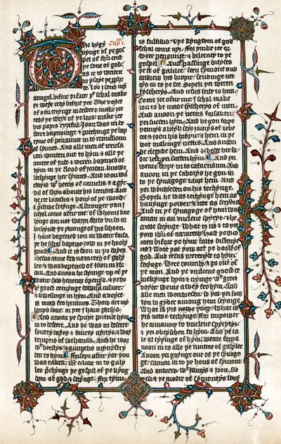 Side fra Wycliffes oversettelse av Bibelen til engelsk, c1400 av Unbekannt