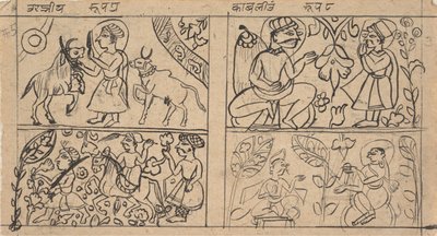 Side fra en spredt Kalpa Sutra Jain-bok med ritualer, ca. 1675. av Unbekannt