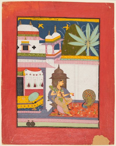 Side fra en Ragamala-serie: Gujari Ragini, s. 1680. av Unbekannt