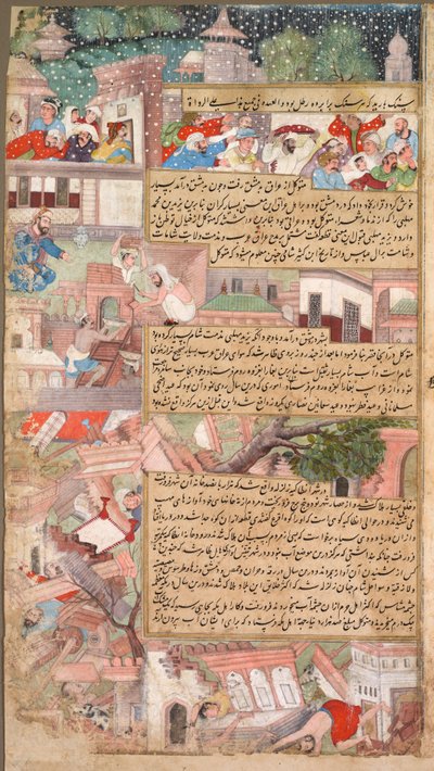Side med katastrofer, fra Tarikh-i Alfi History of the Thousand [Years], ca. 1595. av Unbekannt