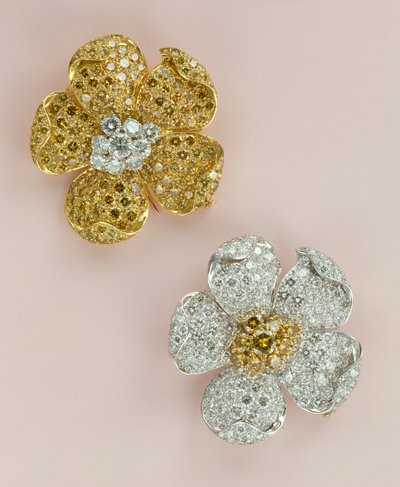 Et par blomsterhodesøljer (diamant) av Unbekannt