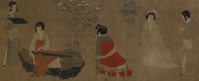 Palace Ladies Tuning a Zither qin, Ming-dynastiet, 1368-1644. av Unbekannt