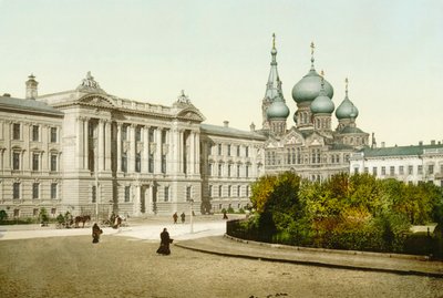 Justispalasset og kirken St. Panteleimon-klosteret, Odessa, Russland, c1880-c1890s av Unbekannt