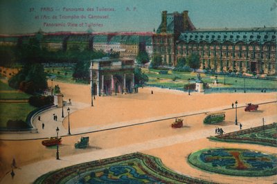 Panoramautsikt over Tuileriene og Triumfbuen du Carrousel, Paris, c1920 av Unbekannt