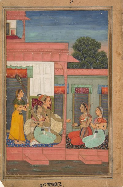 Panchama Ragini: Side fra en Ragamala Series Garland of Musical Modes, ca. 1640. av Unbekannt
