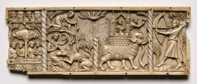 Panel fra en kiste med scener fra Courtly Romances, 1330-1350 eller senere. av Unbekannt