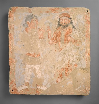 Panel med guden Zeus Serapis Ohrmazd og tilbeder, ca. 3. århundre e.Kr. av Unbekannt