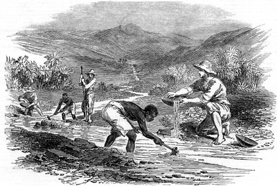 Panorering etter gull under California Gold Rush i 1849 av Unbekannt