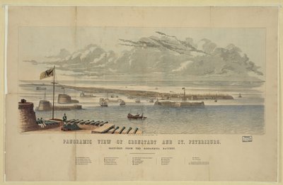 Panoramautsikt over Kronstadt og St. Petersburg av Unbekannt