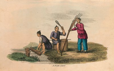 Papirproduksjon i Kina, 105 e.Kr., c1850 av Unbekannt