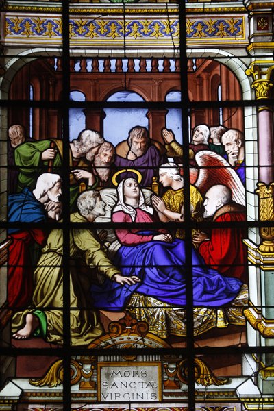 Paris, Frankrike Saint Laurent-kirken farget glass: Marias død, Paris, Frankrike av Unbekannt