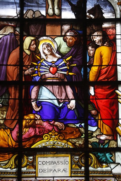 Paris, Frankrike Saint Laurent-kirken farget glass: Marias syv dolorer (sorger), Paris, Frankrike av Unbekannt