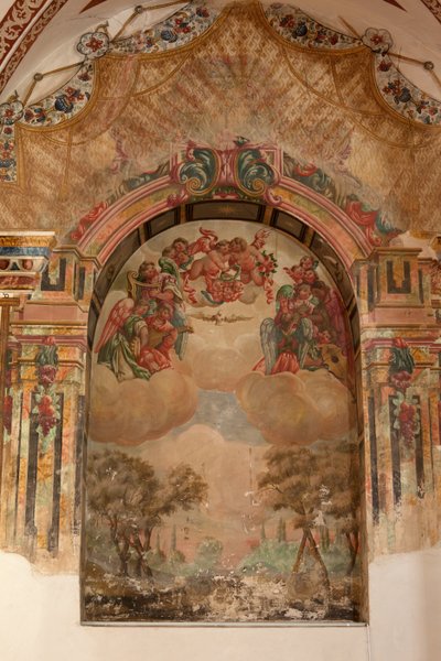 Sognekirke (Iglesia de San Agustín). Interiør. Et kapell. Veggmalerier. Skolen i Zurbaran. Et kapell. Barokk. 17. århundre. av Unbekannt