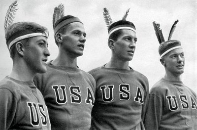 En del av den amerikanske gullmedaljevinnende roing åtte, Berlin-OL, 1936 av Unbekannt