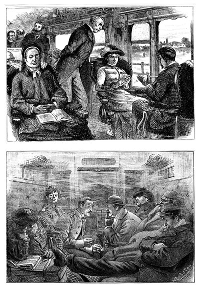 Passasjerer på et tog fra London til Glasgow, 1884 av Unbekannt