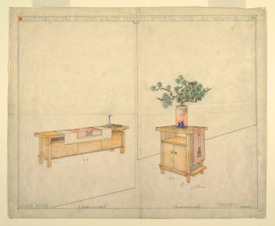 Piano Bench and Taboret, Henry J. Allen Residence, Wichita, KA, 1917 av Unbekannt