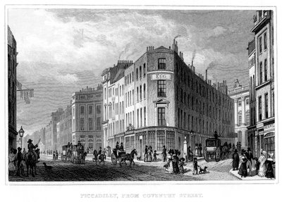 Piccadilly, fra Coventry Street, Westminster, London, 1800-tallet av Unbekannt