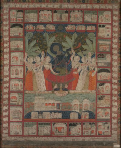 Pichvai veggheng med tilbedelsen av Shri Nathaji, 1825-1850. av Unbekannt