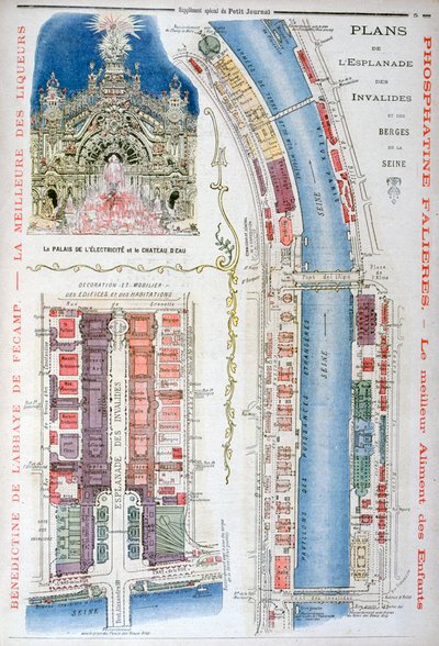Plan for Esplanade des Invalides, universell utstilling i 1900, Paris, 1900 av Unbekannt