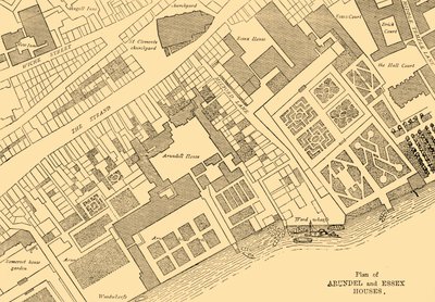 Plan over Arundel og Essex Houses, 1881. av Unbekannt