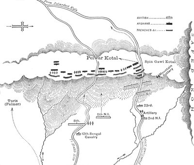 Plan for angrep på Peiwar Kotal 2. desember 1878, c1880 av Unbekannt
