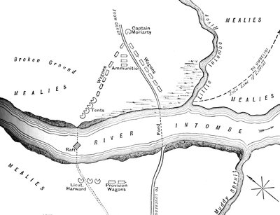 Plan for katastrofen på Intombe-elven 12. mars 1879, c1880 av Unbekannt