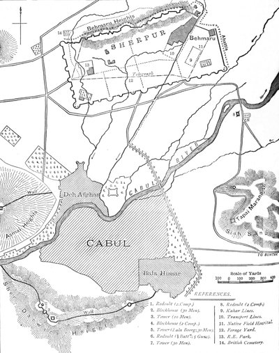 Plan for Sherpur Cantonments, c1880 av Unbekannt