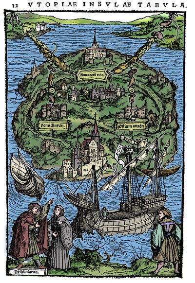Plan for øya Utopia, 1518 av Unbekannt