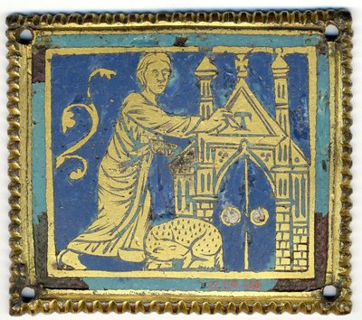 Plakett med merking av døren med bokstaven Tau, tysk, ca. 1200. av Unbekannt