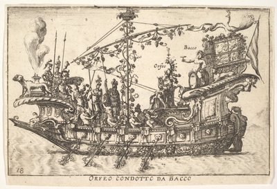 Plate 18: Orpheus ledet av Bacchus Orfeo ledet av Bacchus, fra serien The magnifice ..., 1664. av Unbekannt