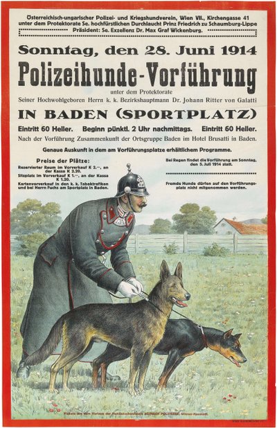 Politihunddemonstrasjon i Baden, 1914. av Unbekannt