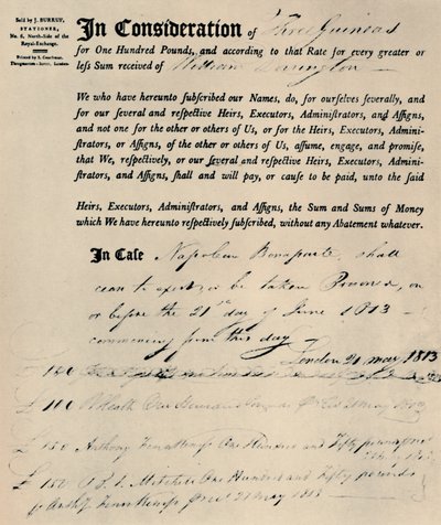 Lebensversicherung von Napoleon, 1813, 1928 von Unbekannt