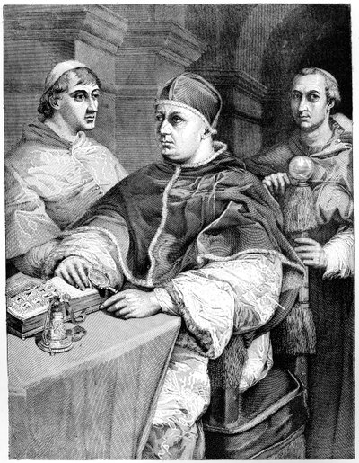 Pave Leo X, Giulio de Medici, den fremtidige pave Clement VII og kardinal de Rossi, 1882 av Unbekannt