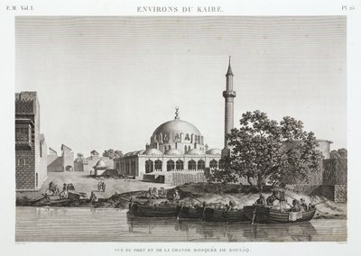 Havnen og den store moskeen i Boulaq, Kairo, Egypt, ca 1798 av Unbekannt