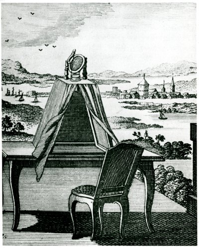 Bærbart telt type camera obscura, 1764 av Unbekannt