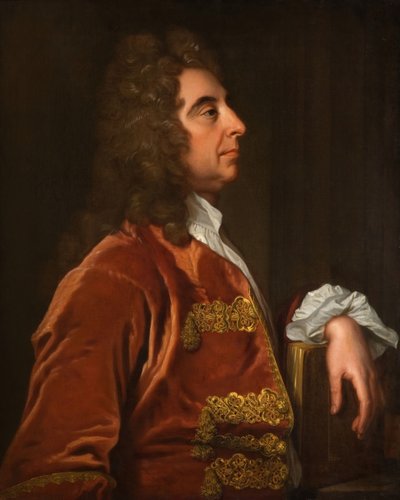 Portrett av en mann i rødt, 1700-1750. av Unbekannt