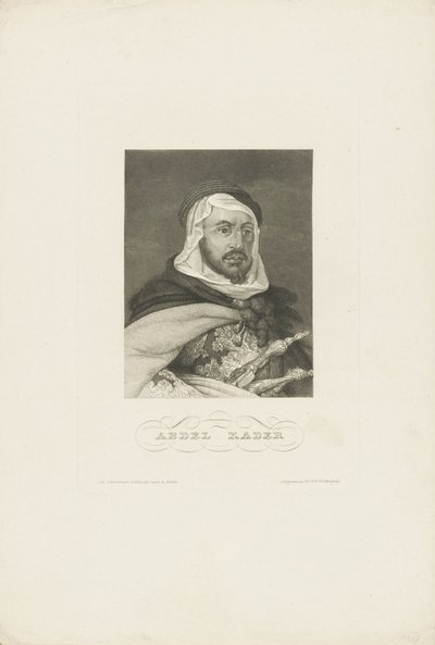 Portrett av Abdelkader ibn Muhieddine 1808-1883, ca 1860. av Unbekannt
