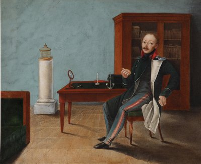 Portrett av Alexander Stepanovich Talyzin 1795-1858 i studioet hans, 1820-tallet av Unbekannt