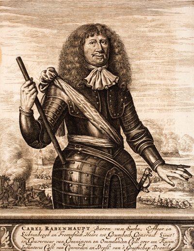 Portrett av Carl von Rabenhaupt 1602-1675 Fra: Krigsscene, 1675. av Unbekannt