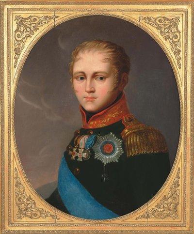 Portrett av keiser Alexander I 1777-1825, ca. 1810. av Unbekannt