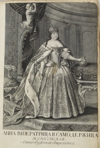 Portrett av keiserinne Anna Ioannovna 1693-1740, 1730 av Unbekannt