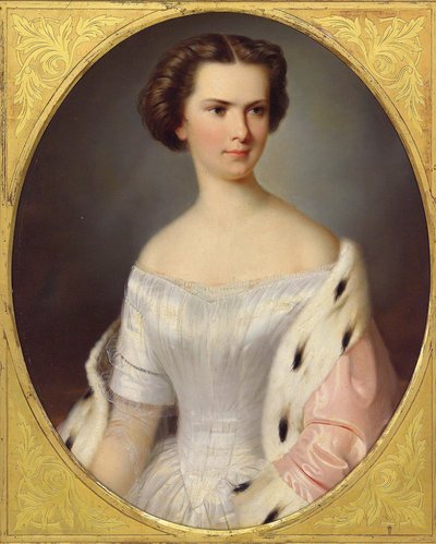 Portrett av keiserinne Elisabeth av Østerrike, ca 1855. av Unbekannt